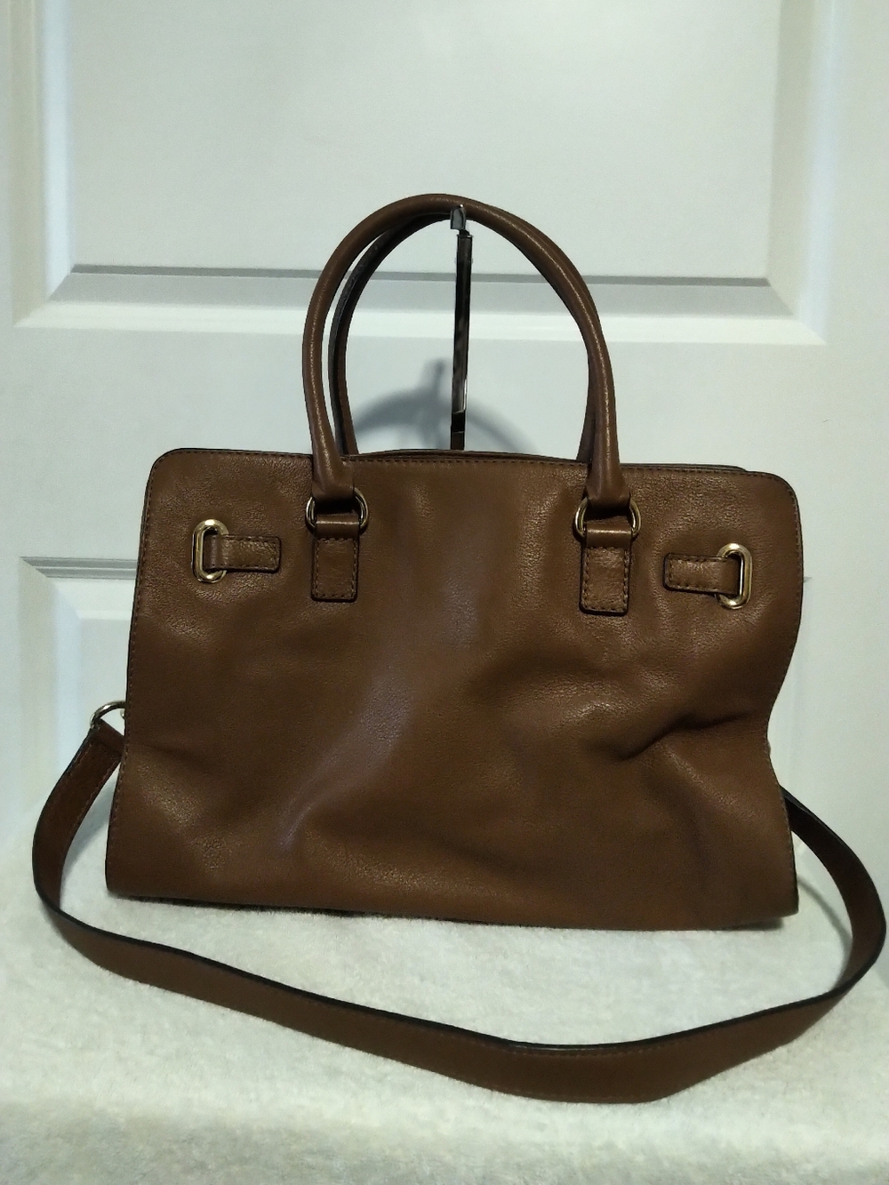 Michael Kors Hamilton East-West Brown Leather Satchel Bag - Picture 4 of 13